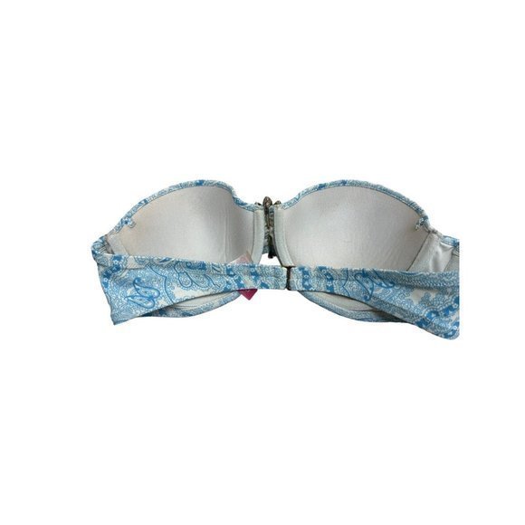 Victoria's Secret Swim‎ Top Strapless Bandeau Underwire Blue Paisley Broach 36B - Picture 6 of 6